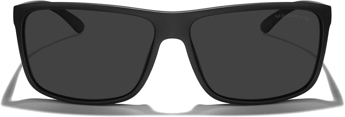 MERRY'S Rectangular Polarized Sports Sunglasses for Men Women Cycling Driving Fishing UV400 Protection S8225