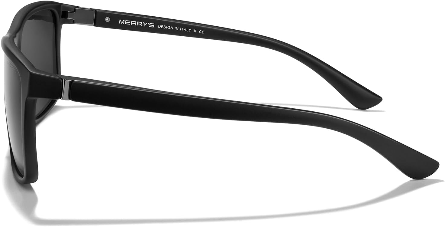 MERRY'S Rectangular Polarized Sports Sunglasses for Men Women Cycling Driving Fishing UV400 Protection S8225