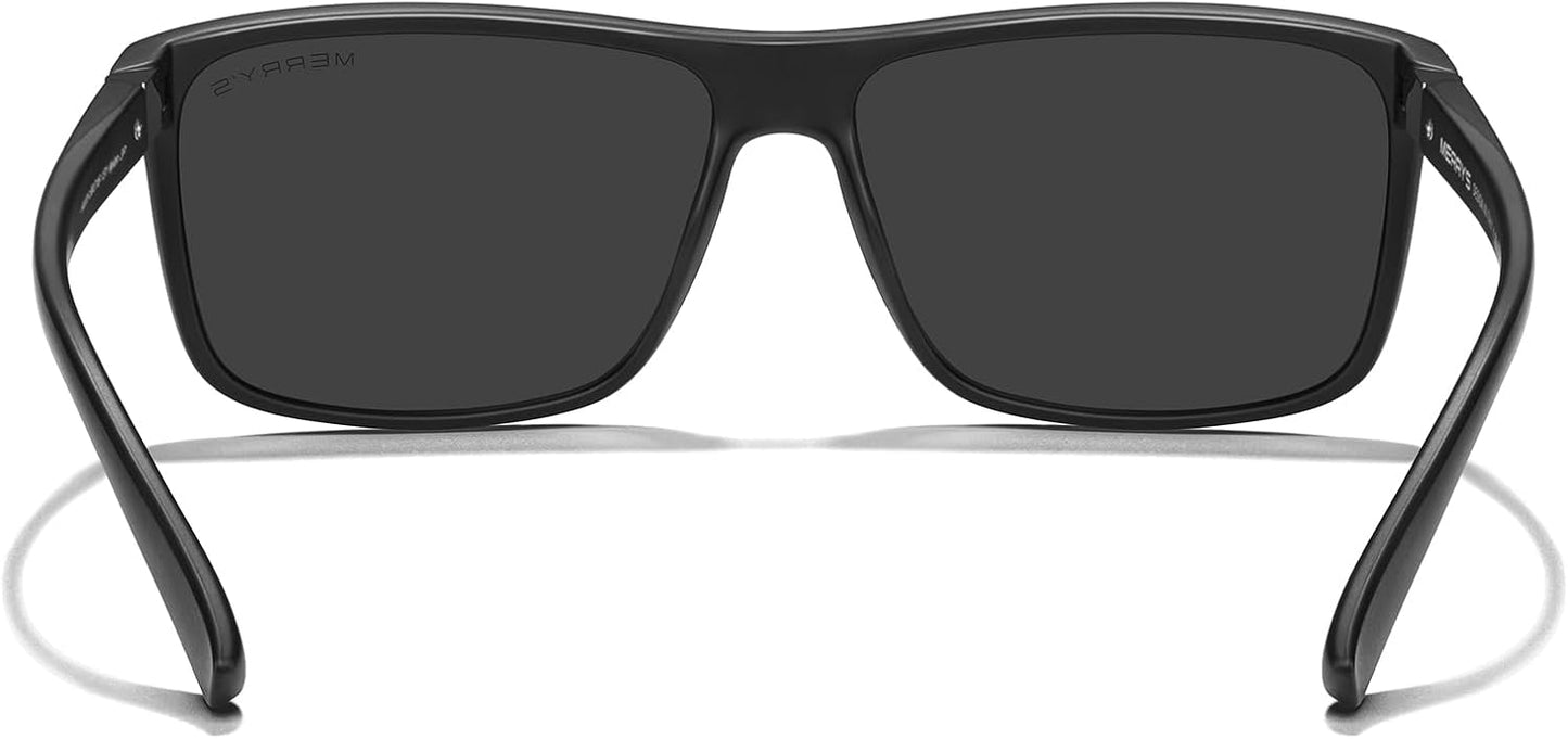 MERRY'S Rectangular Polarized Sports Sunglasses for Men Women Cycling Driving Fishing UV400 Protection S8225