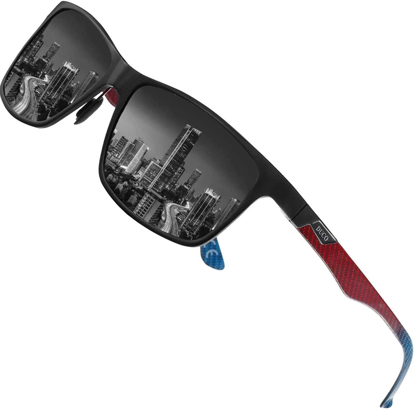 DUCO Mens Sunglasses Polarized Rectangle Sunglass for Men Lightweight Carbon Fiber UV400 Protection 8206